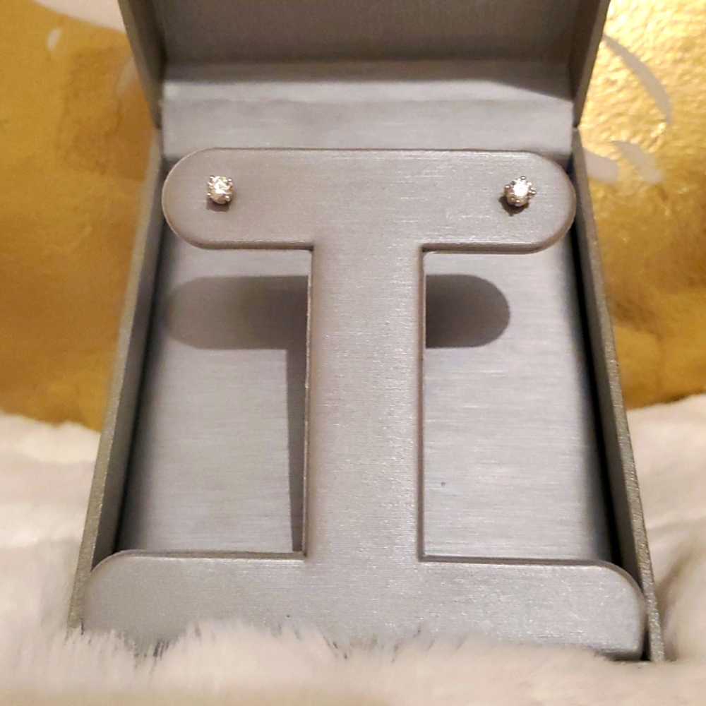 14k White Gold 1/3 CTTW. Elegant Silver Stud Earrings from Zales. - Picture 6 of 7